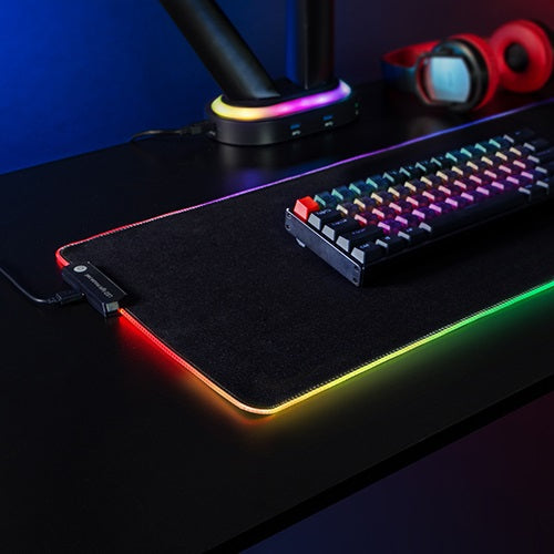 Brateck LARGE RGB GAMING MOUSE PAD,  800x300x4mm, reduces resistance and ensure easy mouse moveme... - Image 4