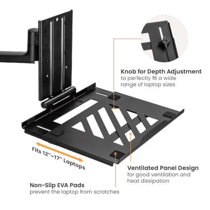 Brateck Adjustable Laptop Tray For Monitor Arms Fits12-17'  with standard 75x75 VESA plate (LS)...