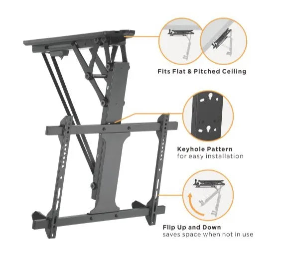 Brateck PLB-M0546AI Smart Flip Down TV Ceiling Mount Powered by TUYA Support most 32' ~ 70' TVs (... - Image 3