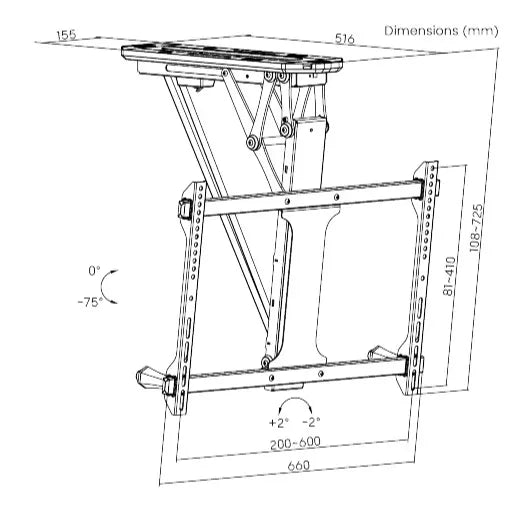Brateck PLB-M0546AI Smart Flip Down TV Ceiling Mount Powered by TUYA Support most 32' ~ 70' TVs (... - Image 4
