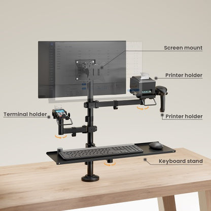 Brateck POS Mounting Solution For Dual Screens (with keyboard tray), Fit Screen Size:17'-32'm, We... - Image 2