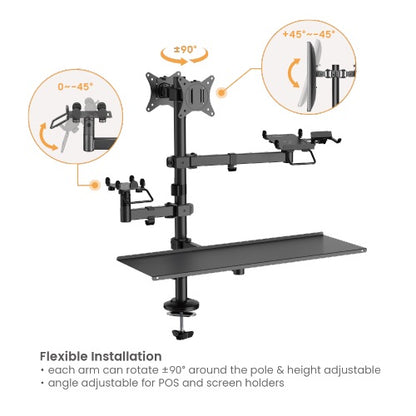 Brateck POS Mounting Solution For Dual Screens (with keyboard tray), Fit Screen Size:17'-32'm, We... - Image 3