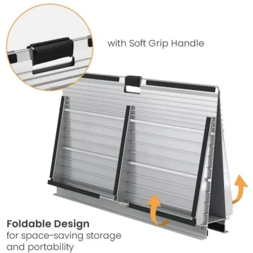 Brateck Two-Sided Aluminum Wheelchair Threshold Ramp, Silver Color, 1114x920x60mm, Weight Capacit... - Image 2