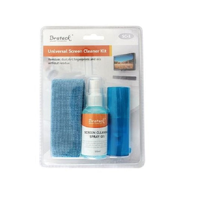 Brateck 3-In-1 Screen Cleaner Kit 1 x 60ml Screen Cleaner + 1 x 200x200mm Pearl Cloth + 1 x Soft...