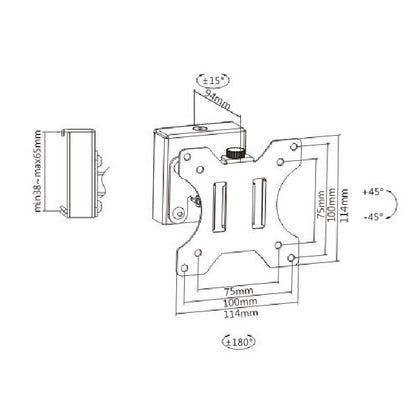 Brateck Slatwall Pivot Monitor Mount, for 13'-27' Up to 6.5kg/Screen, must be installed with MABT... - Image 3