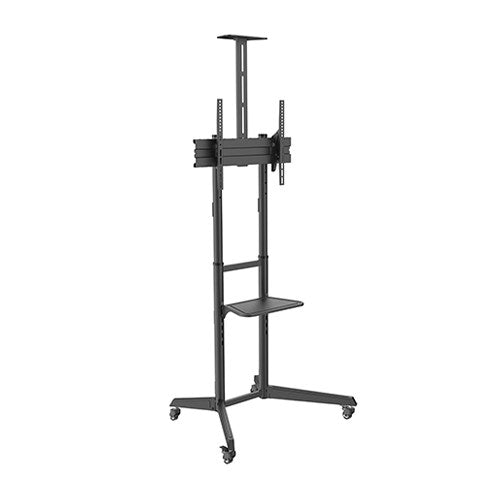 Brateck Versatile  Compact Steel TV Cart with top and center shelf for 37'-70' TVs Up to 50kg, Fine Texture Black, 871x678x1966mm (LS)