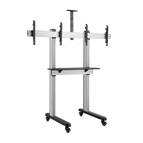 Brateck Dual Screen Video Conferencing TV Cart for 45'-55' TVs Up to 50kg each, Fine Texture Grey...