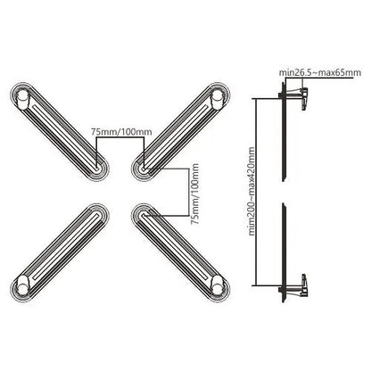 Brateck Four-Arm Monitor Adapter Kit For Non-Vesa Monitor Fit Screen 13'-27' Up to 8kg (LS) - Mon... - Image 3
