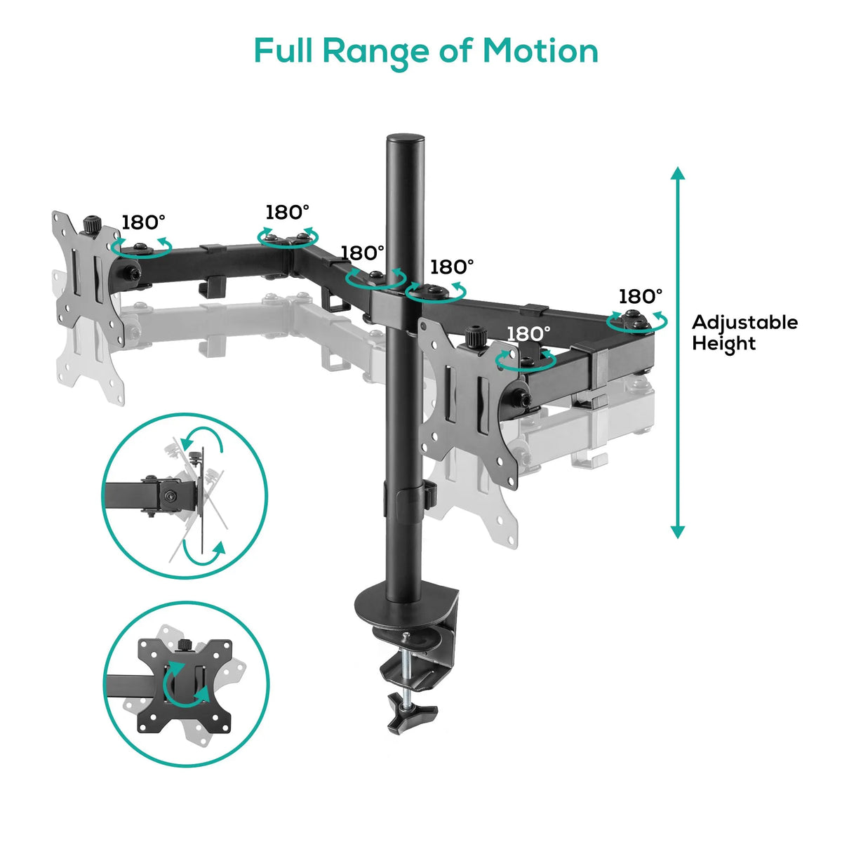 mbeat® activiva ErgoLife Dual Monitor Screen Double Joint Monitor Arm Detachable VESA 360° Rotary... - Image 3