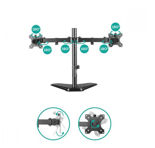 mbeat® activiva Dual-Screen Articulating Monitor Arm with Free-Standing Desktop Base provides the...