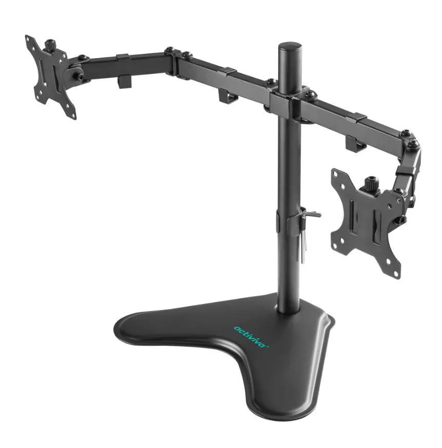 mbeat® activiva Dual-Screen Articulating Monitor Arm with Free-Standing Desktop Base provides per...
