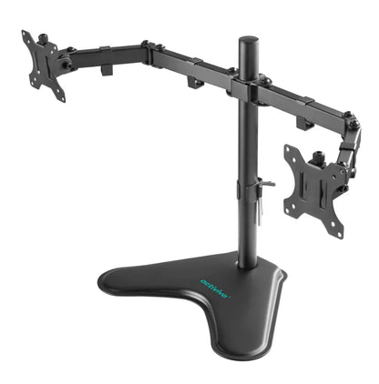 mbeat® activiva Dual-Screen Articulating Monitor Arm with Free-Standing Desktop Base provides per...