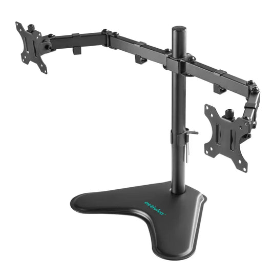 mbeat® activiva Dual-Screen Articulating Monitor Arm with Free-Standing Desktop Base provides per...