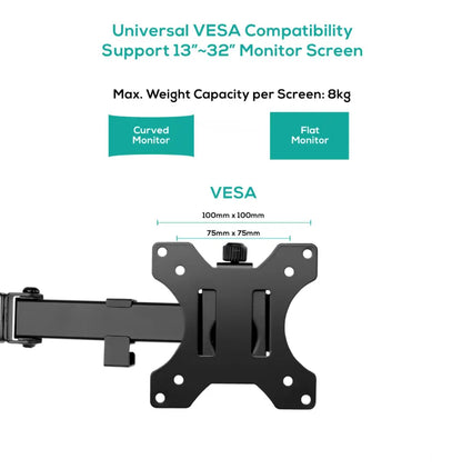 mbeat® activiva Dual-Screen Articulating Monitor Arm with Free-Standing Desktop Base provides per... - Image 2