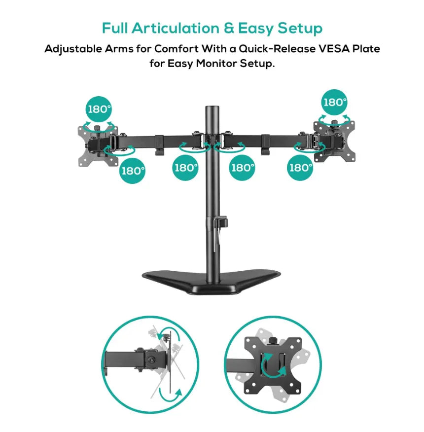 mbeat® activiva Dual-Screen Articulating Monitor Arm with Free-Standing Desktop Base provides per... - Image 3