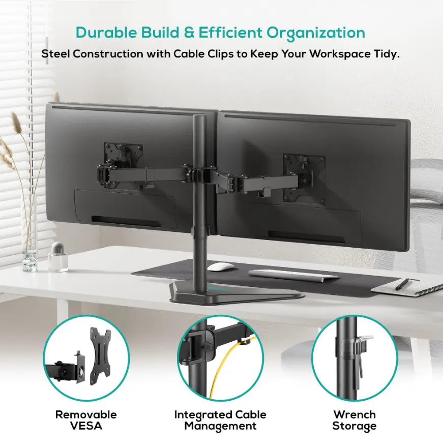 mbeat® activiva Dual-Screen Articulating Monitor Arm with Free-Standing Desktop Base provides per... - Image 4
