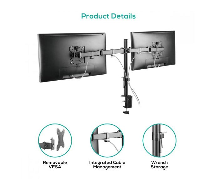 mbeat® Dual-Screen Articulating Monitor Arm with Interchangeable Laptop Holder - Monitor Arms (VESA) - Image 3