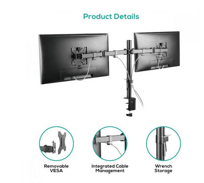 mbeat® Dual-Screen Articulating Monitor Arm with Interchangeable Laptop Holder - Monitor Arms (VESA) - Image 3
