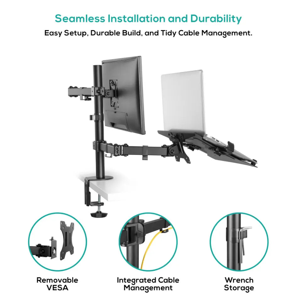 mbeat® Dual-Screen Articulating Monitor Arm with Interchangeable Laptop Holder (LS) - Monitor Arm... - Image 3