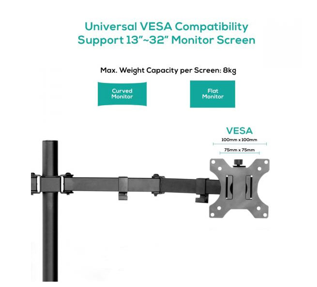 mbeat® Dual-Screen Articulating Monitor Arm with Interchangeable Laptop Holder - Monitor Arms (VESA) - Image 4