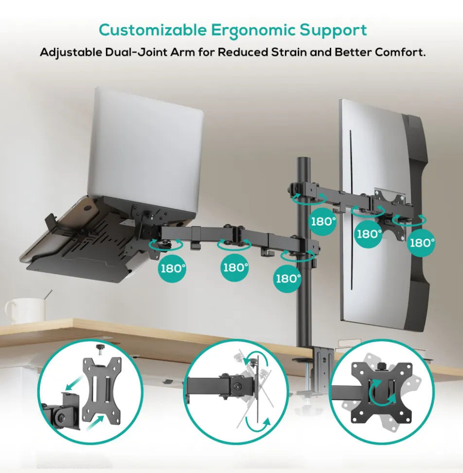 mbeat® Dual-Screen Articulating Monitor Arm with Interchangeable Laptop Holder (LS) - Monitor Arm... - Image 4