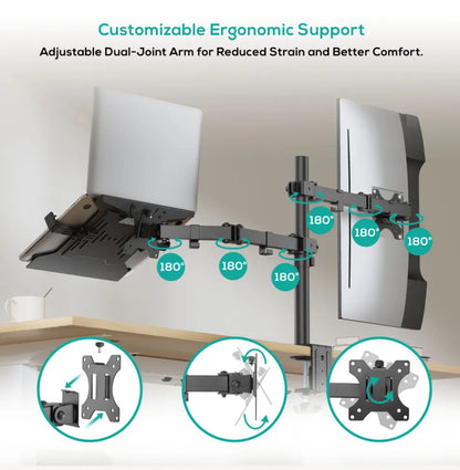 mbeat® Dual-Screen Articulating Monitor Arm with Interchangeable Laptop Holder (LS) - Monitor Arm... - Image 4