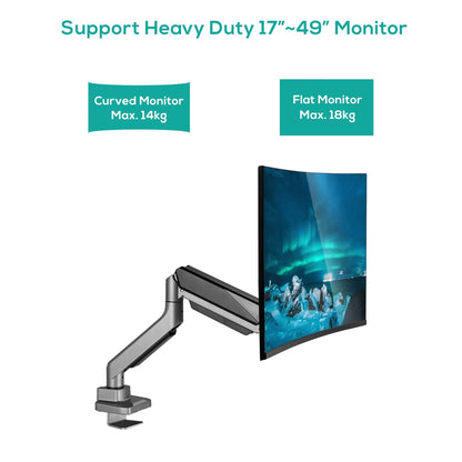 mbeat® Activiva Heavy Duty Single Monitor Screen Gas Spring Monitor Arm ACA-HMA-SGS01Y Color: Met... - Image 2
