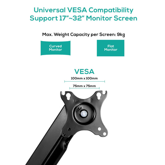mbeat® activiva ErgoLife Dual Monitor Screen Steel Gas Spring Monitor Arm Built-in Spring Tension... - Image 2