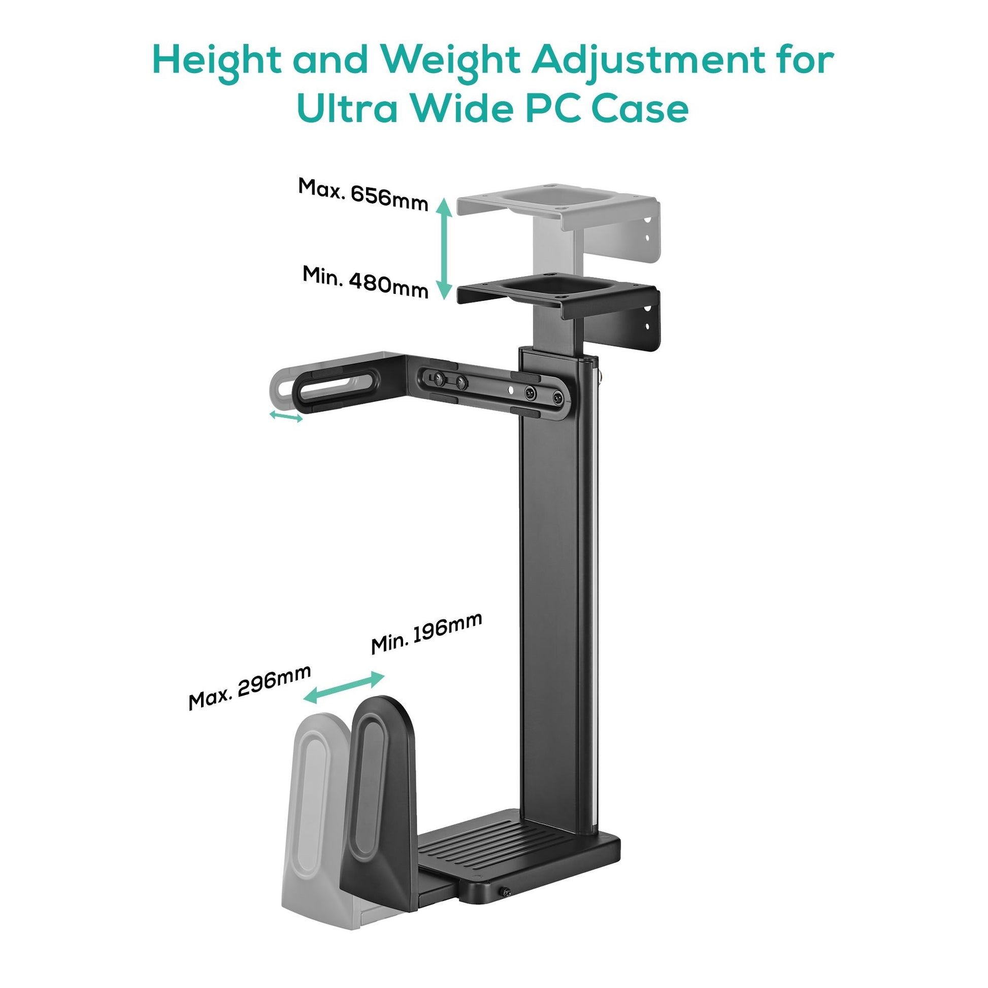 mbeat® activiva Ultra-Wide Adjustable Wall  Under-Desk PC Mount ACA-MNT-CPU01K Heavy-duty weight... - Image 2