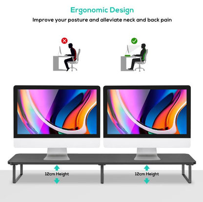 mbeat® activiva Black Dual Monitor Riser Dimensions:1000mm × 260mm × 122mm Fit Screen Size:13'~32' Package Weight:3.5kg