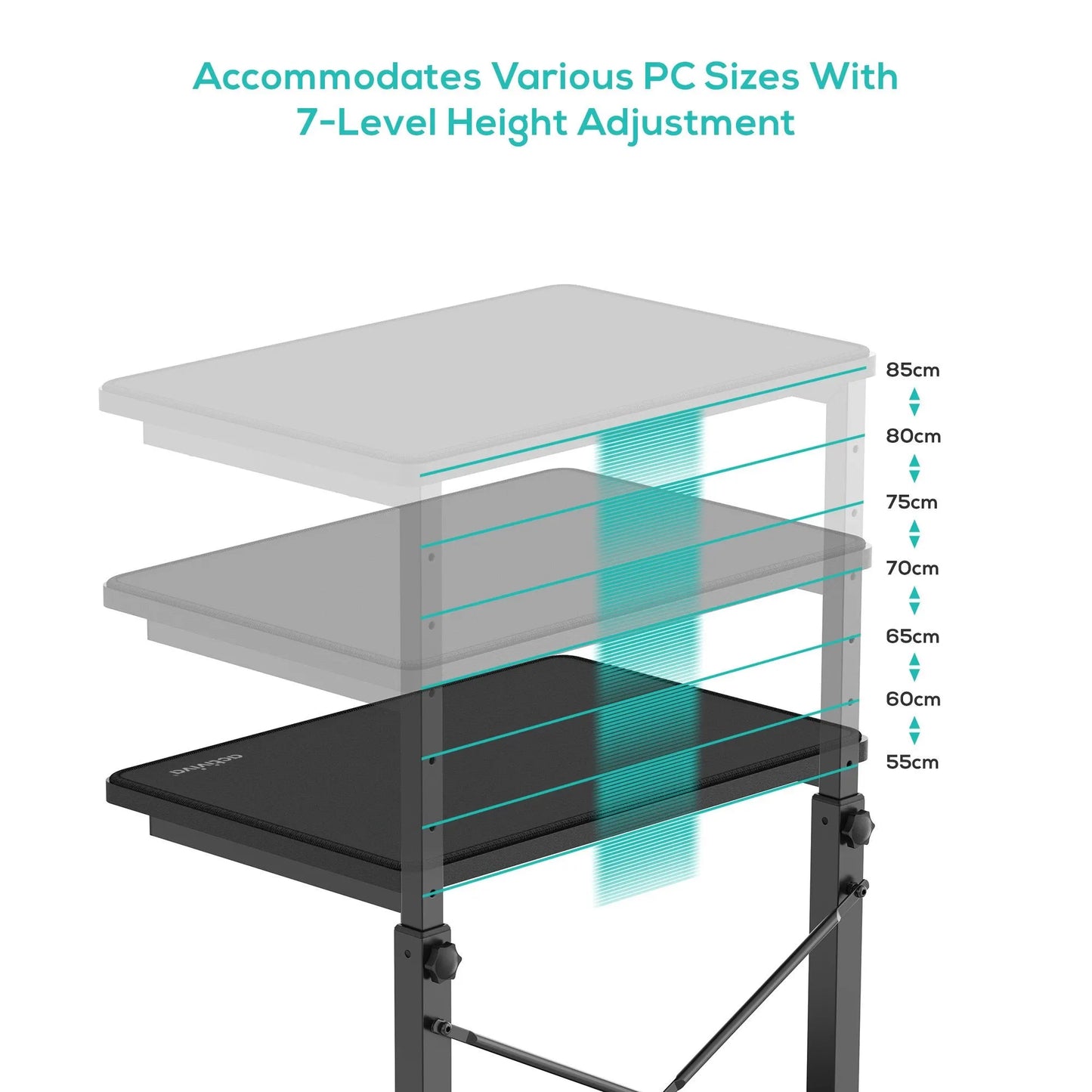 mbeat® activiva Height Adjustable PC  Printer Storage Stand Black Adjustable Shelf Height: 55/60/... - Image 2