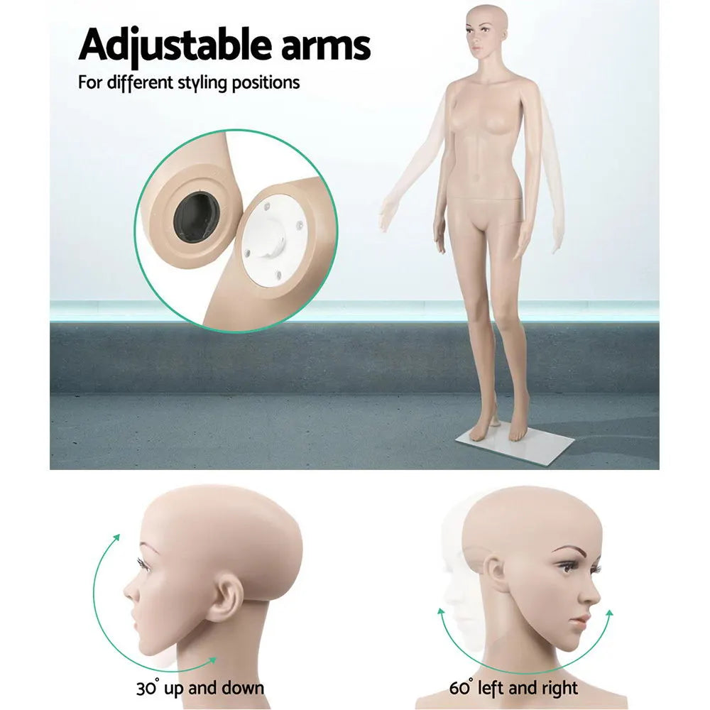 175cm Tall Full Body Female Mannequin - Skin Coloured - Image 5