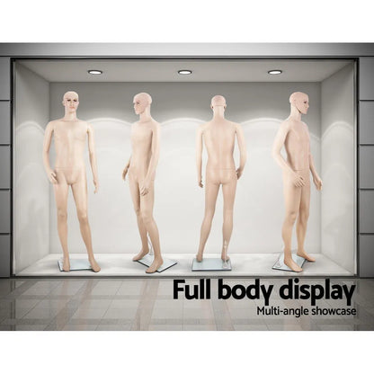 186cm Tall Full Body Male Mannequin - Skin Coloured - Image 4
