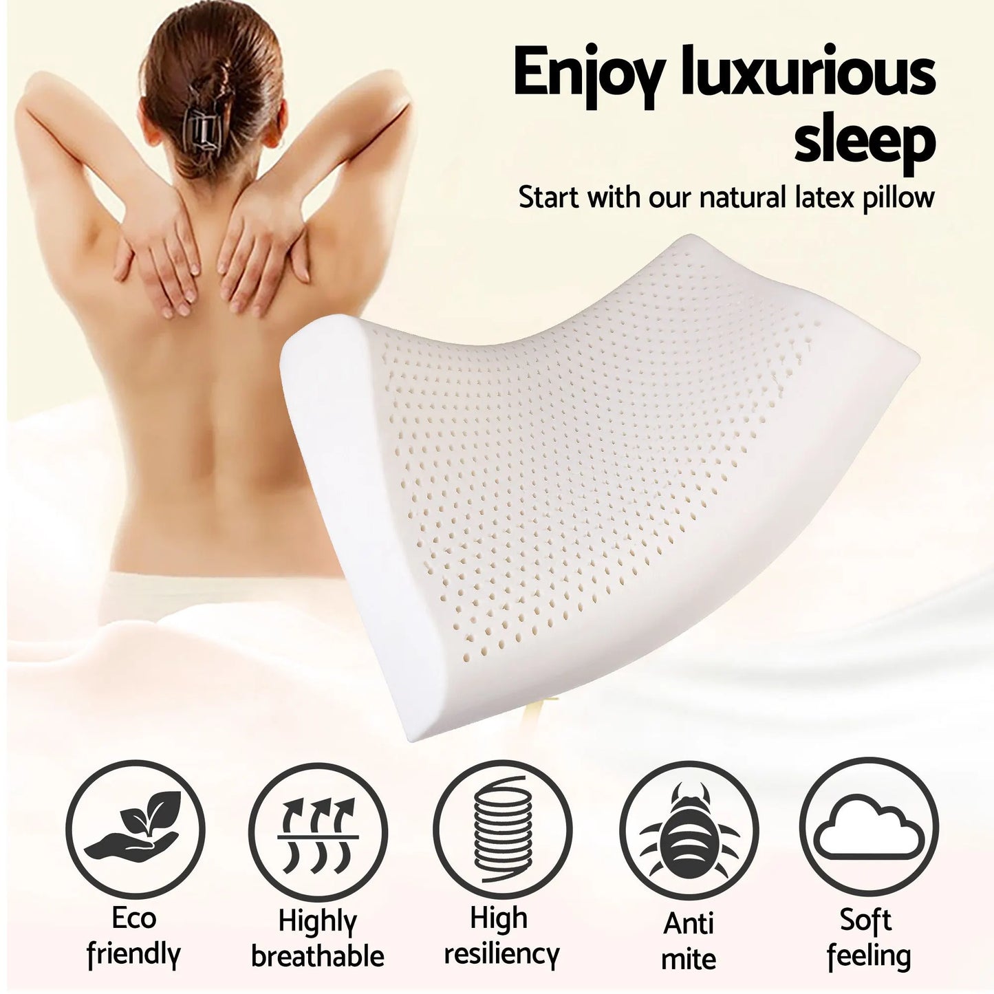 Giselle Queen 34cm 5-Zone Euro Top Pocket Spring Mattress with 2 Natural Latex Contour Pillows - Image 5