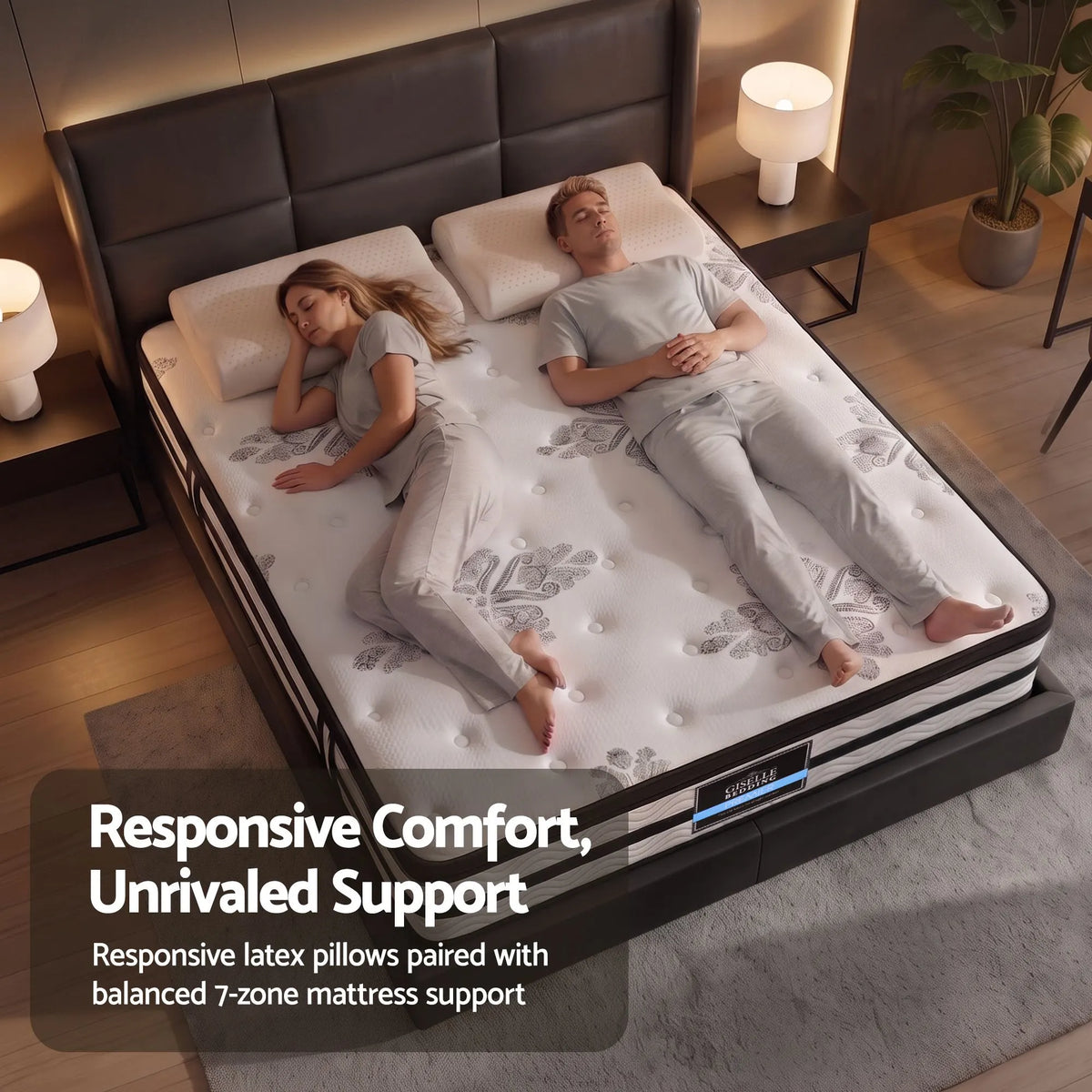 Giselle Queen 34cm 5-Zone Euro Top Pocket Spring Mattress with 2 Natural Latex Contour Pillows - Image 7