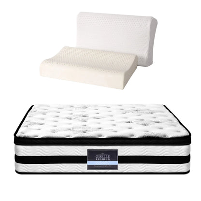 Giselle Queen 34cm 5-Zone Euro Top Pocket Spring Mattress with 2 Natural Latex Contour Pillows - Image 9