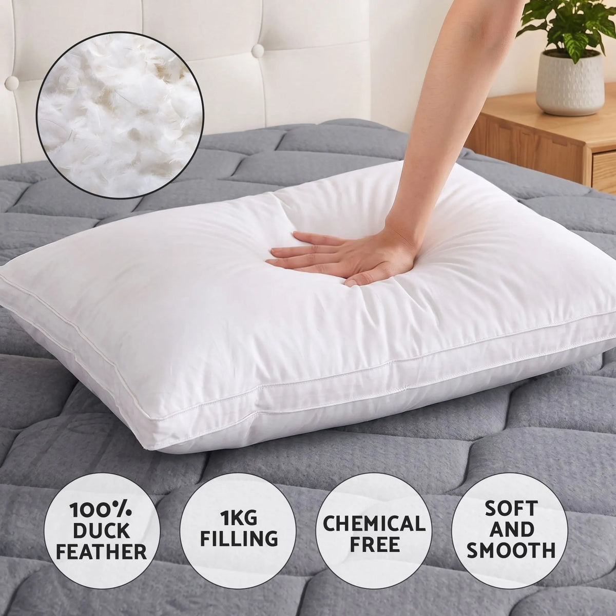 Giselle King 34cm Euro Top Pocket Spring Mattress with 2 Feather Down Pillows Set - Image 7