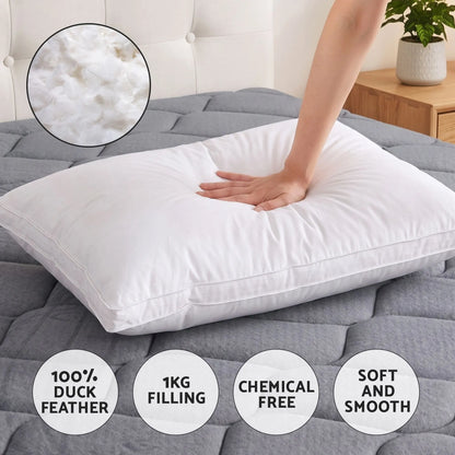 Giselle King 34cm Euro Top Pocket Spring Mattress with 2 Feather Down Pillows Set - Image 7