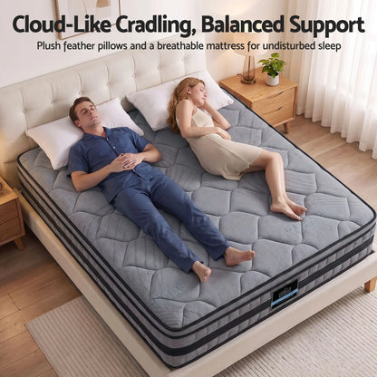 Giselle King 34cm Euro Top Pocket Spring Mattress with 2 Feather Down Pillows Set - Image 8