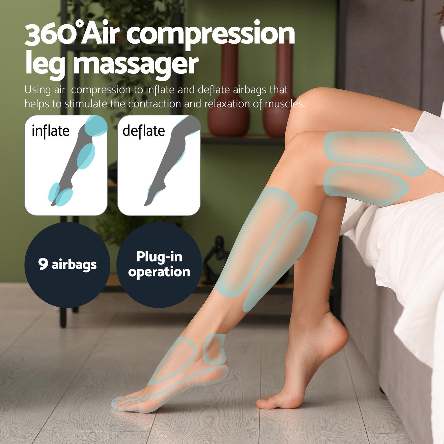 Livemor Leg Foot Massager Air Compression With Back Neck Massager Heat - Image 4