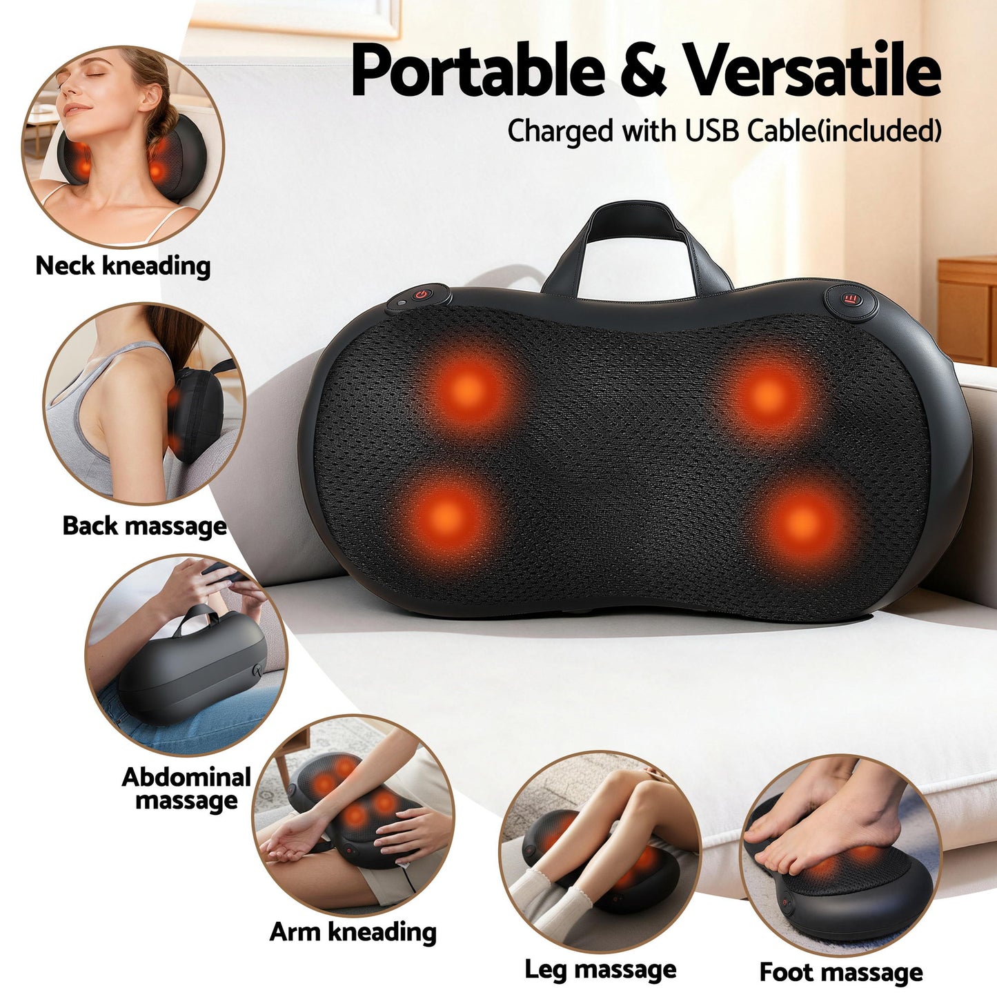 Livemor Leg Foot Massager Air Compression With Back Neck Massager Heat - Image 7