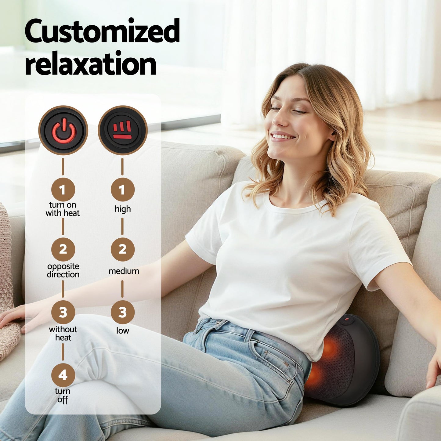 Livemor Leg Foot Massager Air Compression With Back Neck Massager Heat - Image 8