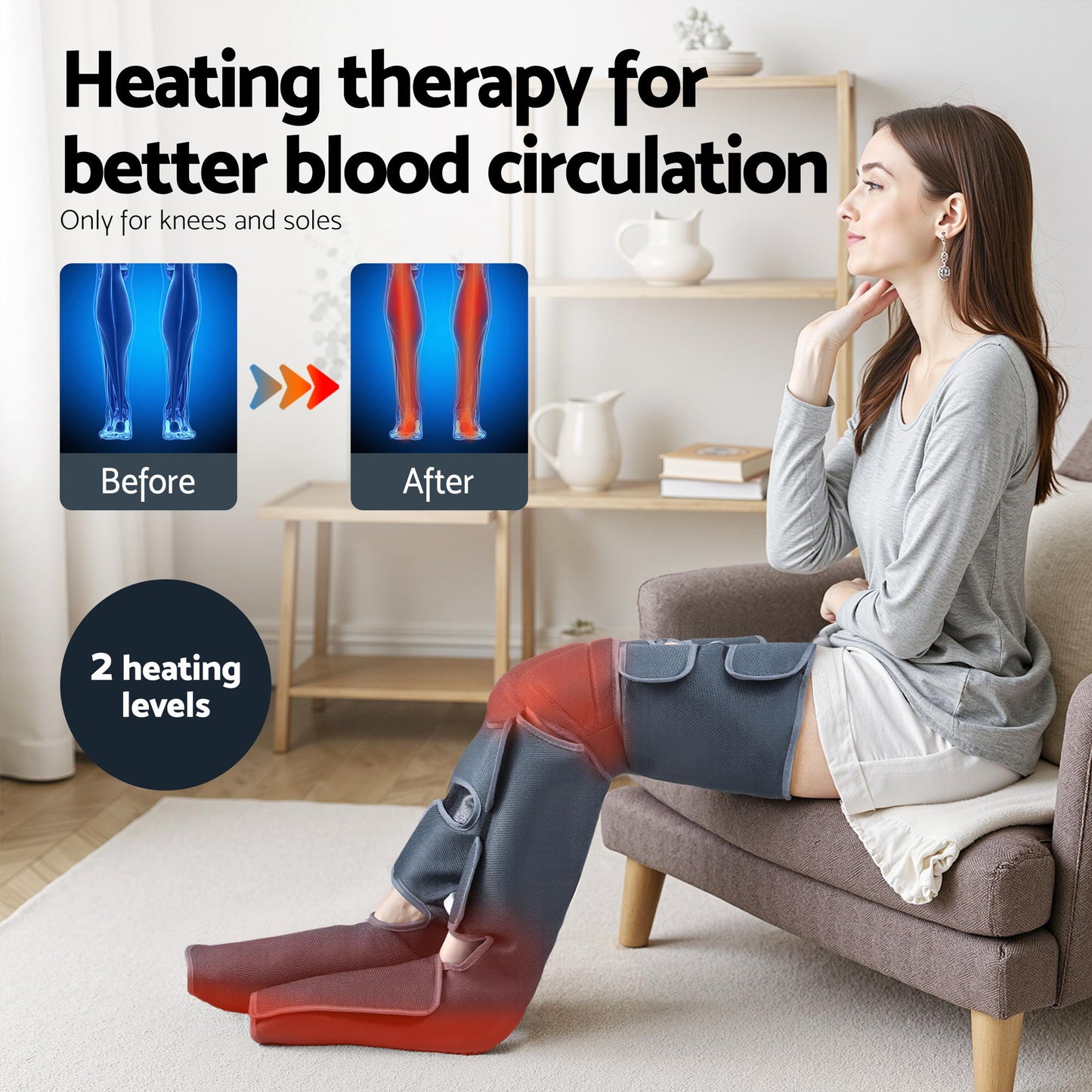 Livemor Electric Leg Foot Massager Air Wrap With Shiatsu Neck Massager Heating - Image 5