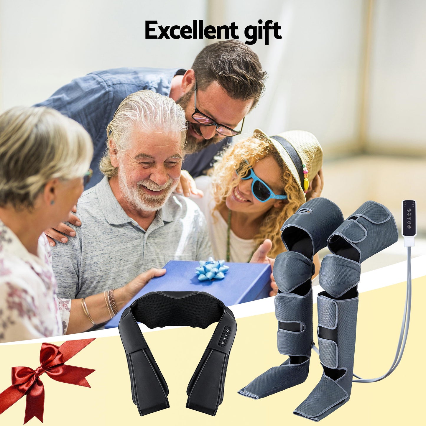 Livemor Electric Leg Foot Massager Air Wrap With Shiatsu Neck Massager Heating - Image 9