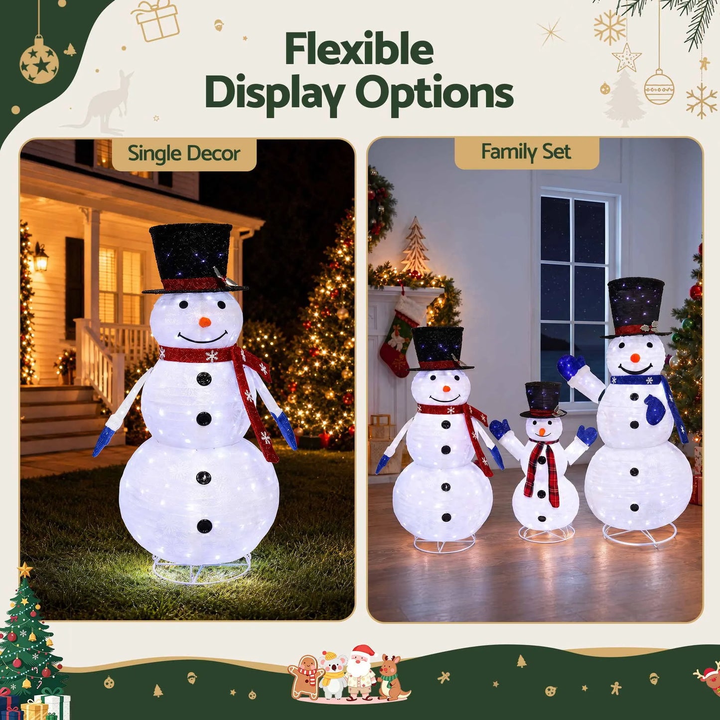 Jingle Jollys Christmas Lights 330 LED Fairy Light 3pcs Snowman Decorations Set - Image 4