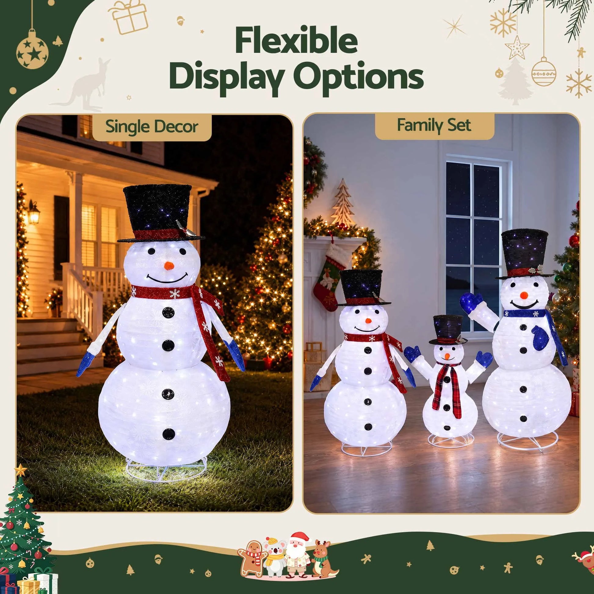 Jingle Jollys Christmas Lights 330 LED Fairy Light 3pcs Snowman Decorations Set - Image 6