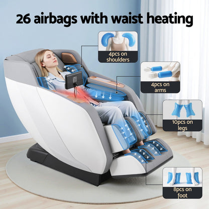 Livemor Massage Chair Electric Recliner Double Core Mechanism Massager ROWA White - Image 9