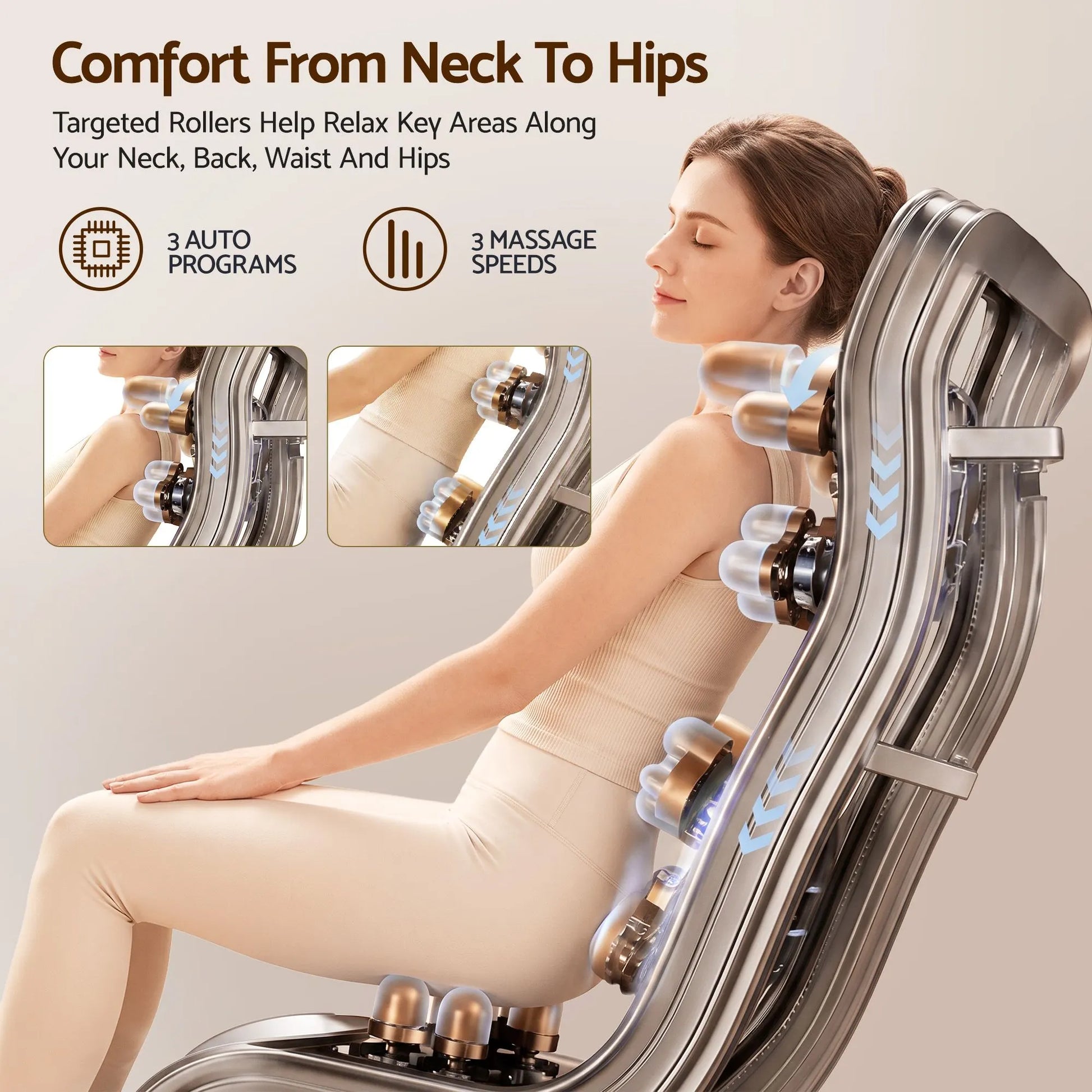 Livemor Full Body Massage Chair VEGA, Foot Roller, Waist & Calf Heat, Recliner, Airbags Compression - Image 4