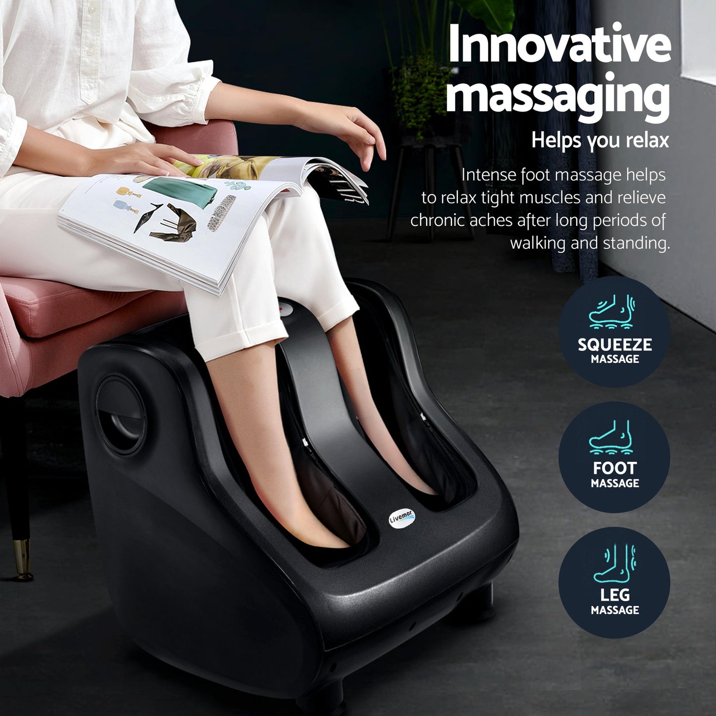 Livemor Full Back Massage Seat Cushion Heating With 360° Foot Massagers - Image 6