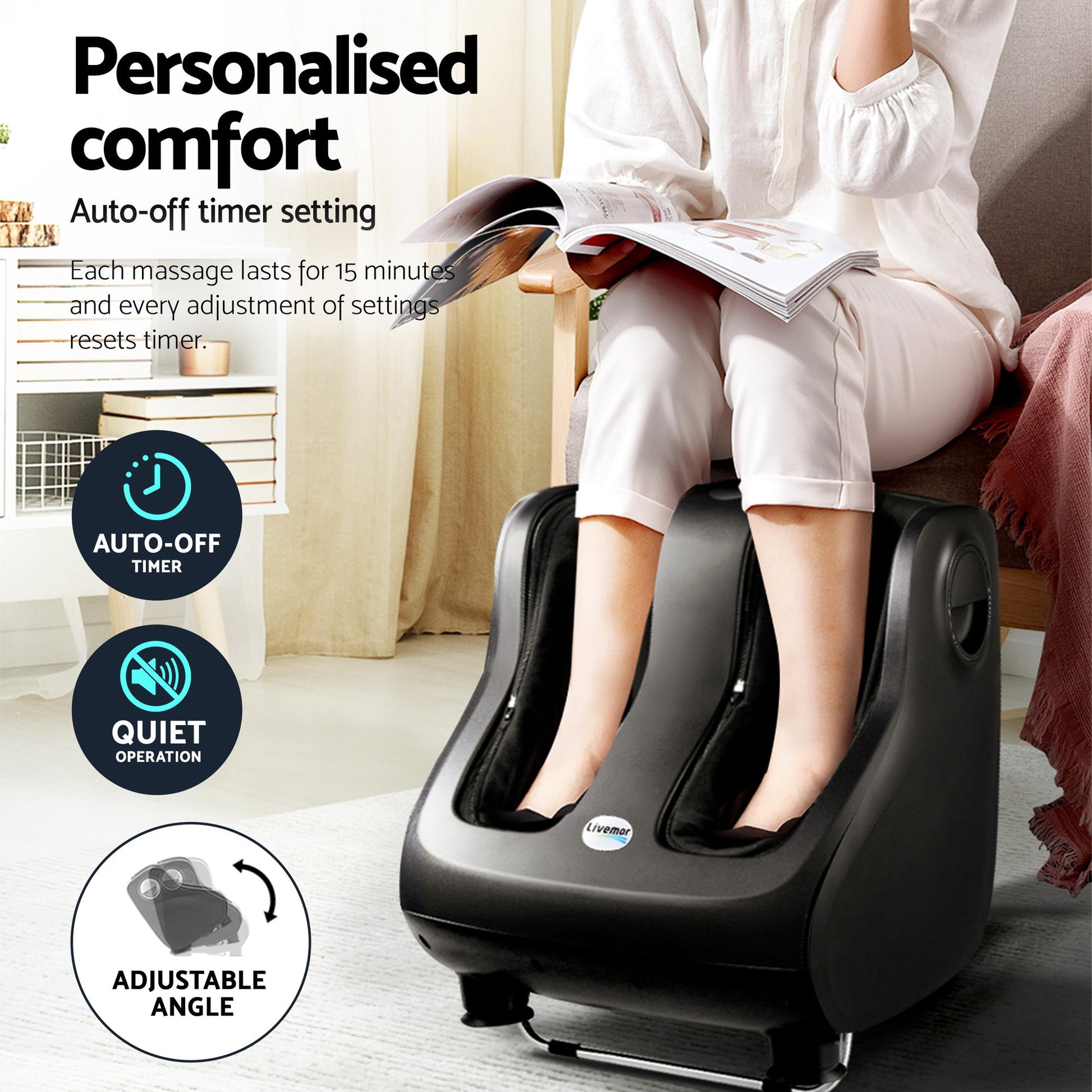 Livemor Full Back Massage Seat Cushion Heating With 360° Foot Massagers - Image 7
